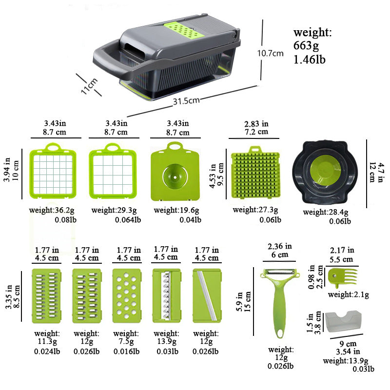 16-in-1 Premium Veggies Chopper – Effortless Vegetable & Fruit Preparation for Your Kitchen